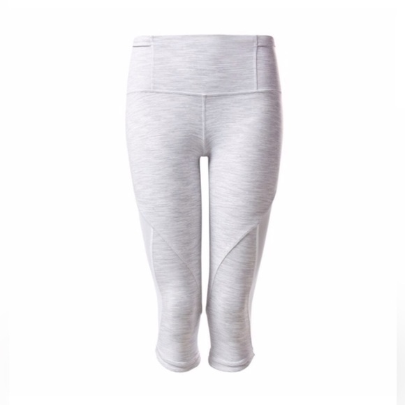 Lululemon Run With The Sun Cropped Leggings 4 White/Gray Pockets - Picture 7 of 8